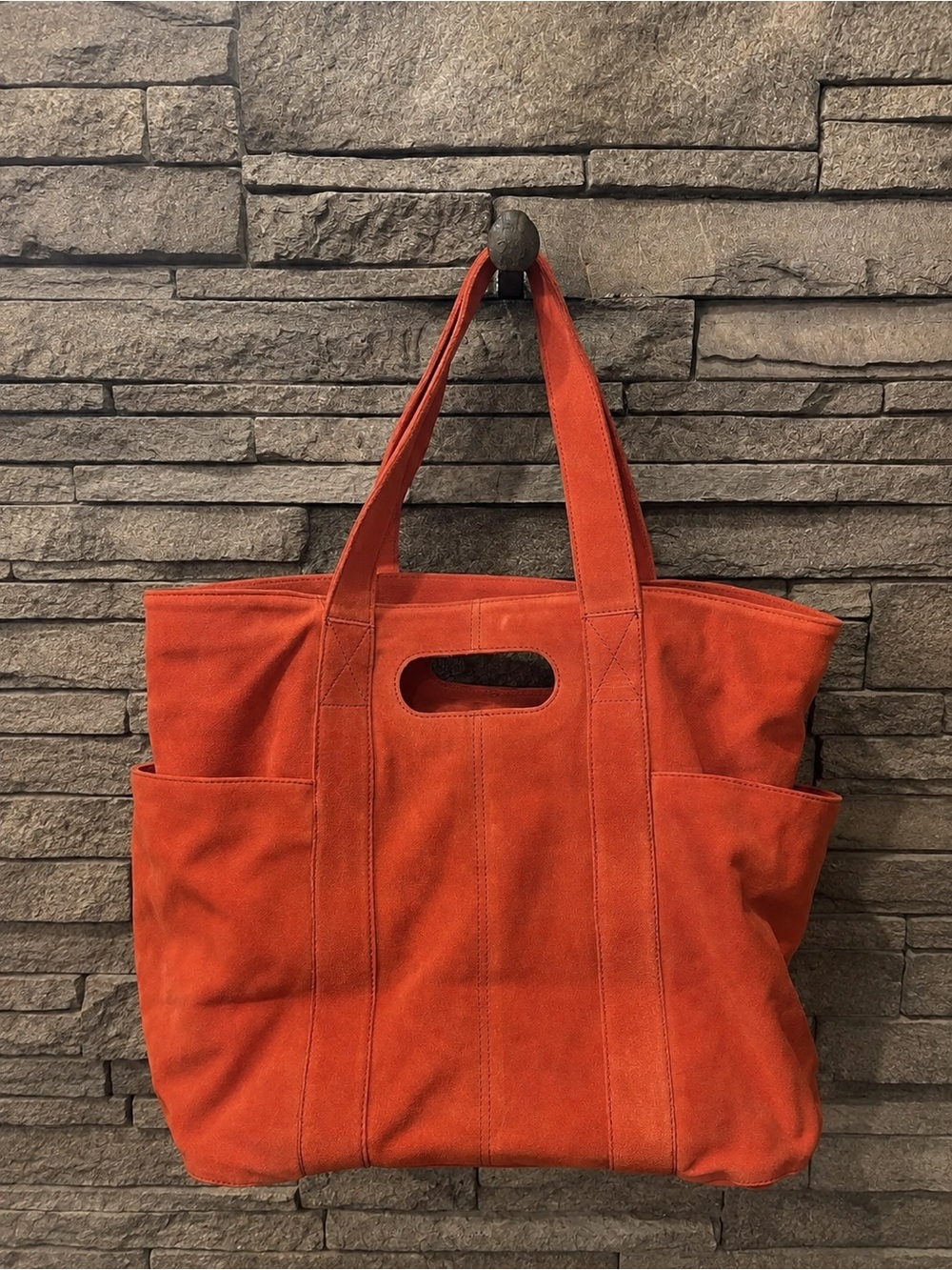 NWT Free People Suede Caravan Tote Red Orange - Picture 2 of 6